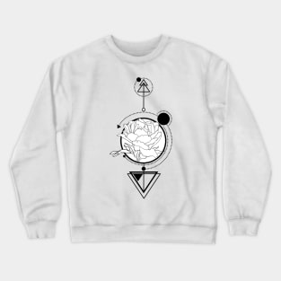 Peony flower, graphic drawing, sketch with geometric details. Crewneck Sweatshirt